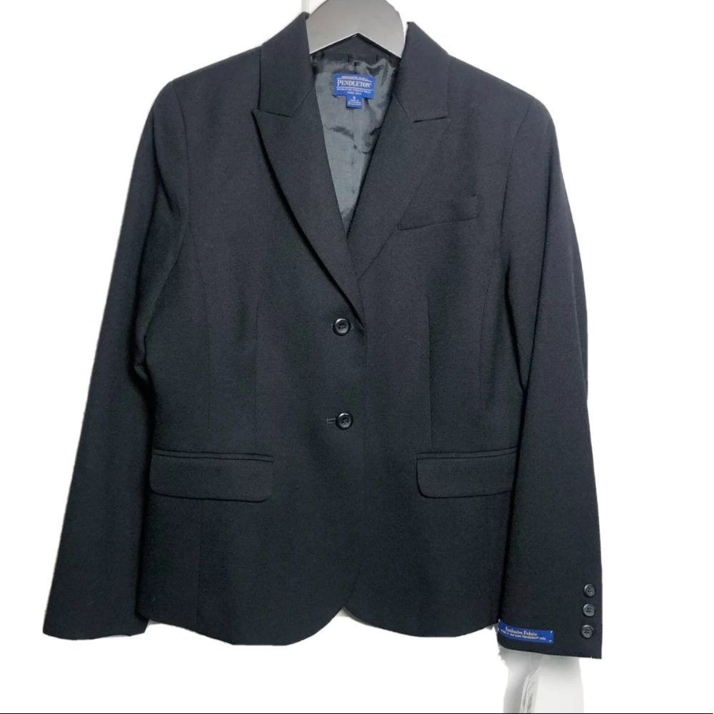 Pendleton Wool Black Blazer Jacket 8 Two Button